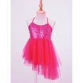 thumbnail image 2 of Jizyo Kids Girls Sequins Camisole Ballet Tutu Dress Gymnastic Leotard Shiny Asymmetrical Dancewear Rose S, 2 of 7