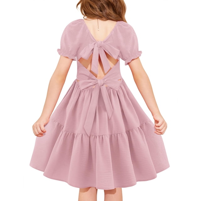 Vestido Arshiner para niña pequeña, color rosa de verano, talla 6