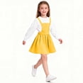 thumbnail image 5 of ASEIDFNSA Girls Suspender Skirt with Bib Front Button Straps Elastic Waist and A Line Fit (Yellow,2-3 Years), 5 of 5