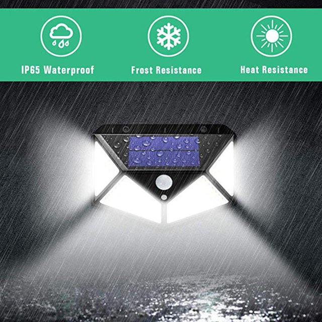 1pc 100LED Lámpara de pared solar Impermeable Jardín Gran angular Sensor de movimiento Luz Lamparas