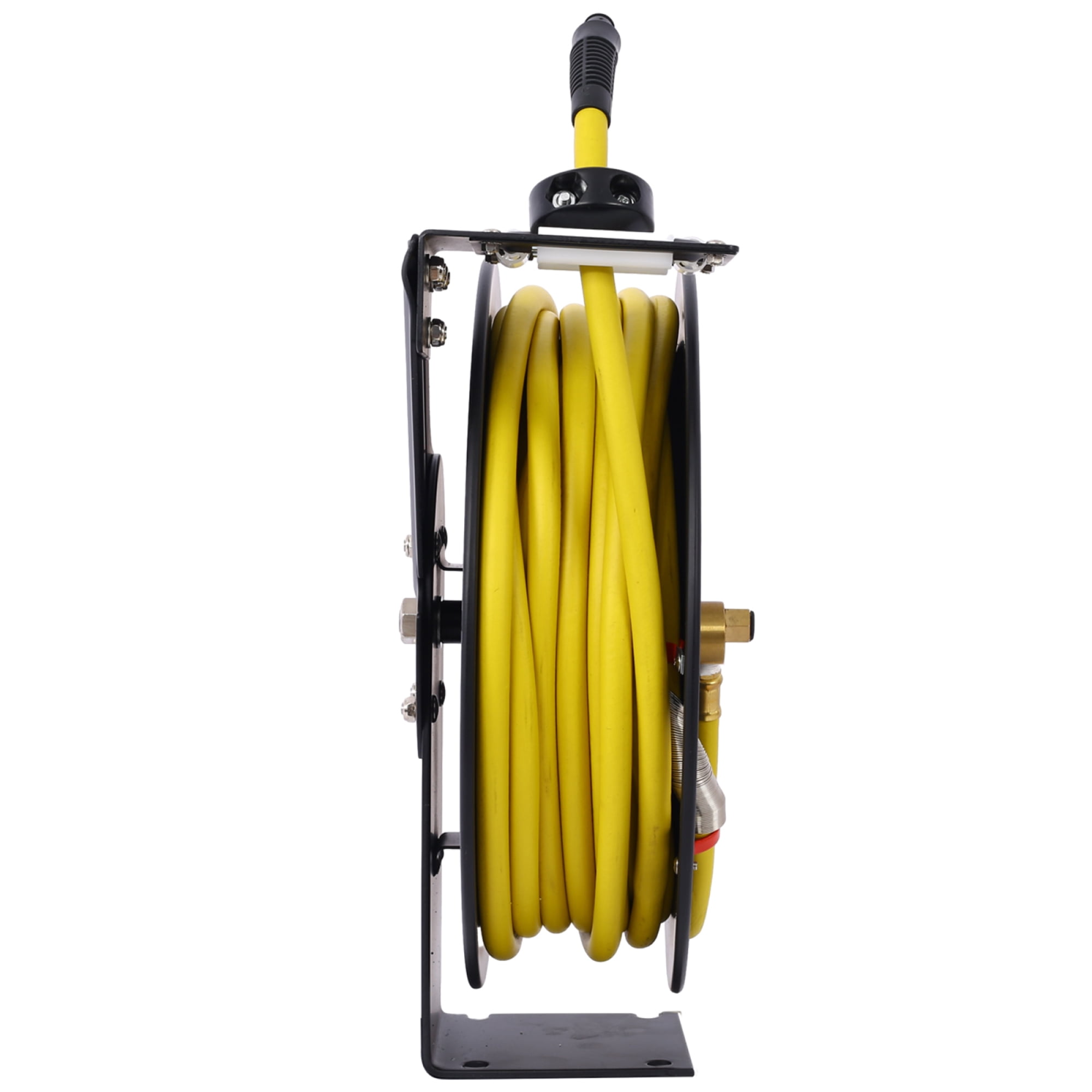 Retractable Air Hose Reel, Heavy-Duty Steel Hose Reel with Rubber Hose, 12-Position Lock, for Compressor, Garage, Workshop
