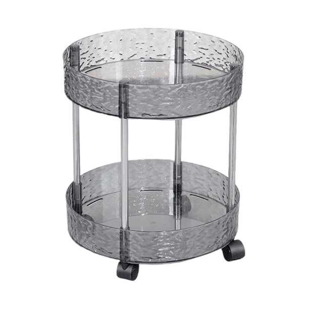 Estantería de almacenamiento de suelo de dos niveles para cocina, baño y sala de estar. Estantería organizadora transparente multicapa con ruedas para una mejor organización del hogar.