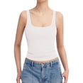 thumbnail image 3 of Women'S Square Neck Tank Top Sleeveless Double Lined Basic Tops White XS, 3 of 5