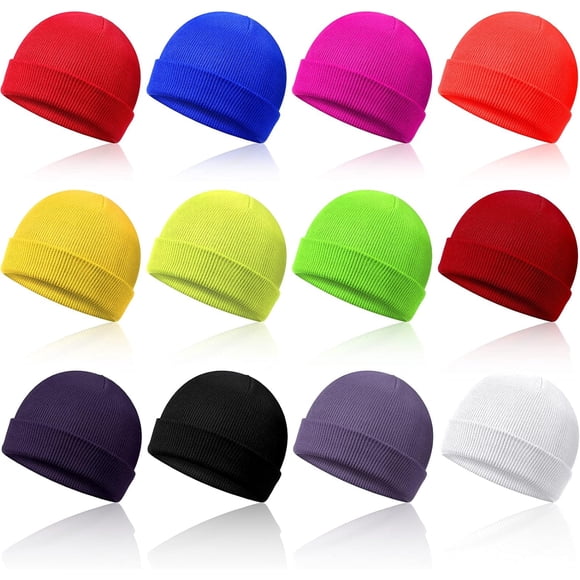 12 Pieces Toddler Beanie for Baby Kids Boys Girls Beanies Winter Knitted Skull Caps Hats, 12 Colors, Chic Color, Medium