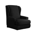 thumbnail image 2 of 2 piezas suave jacquard de alto estiramiento Wingback silla cubierta de sofá protector de muebles lavable a de sofá de spandex, Negro Baoblaze Funda antideslizante para silla con alas, 2 of 8