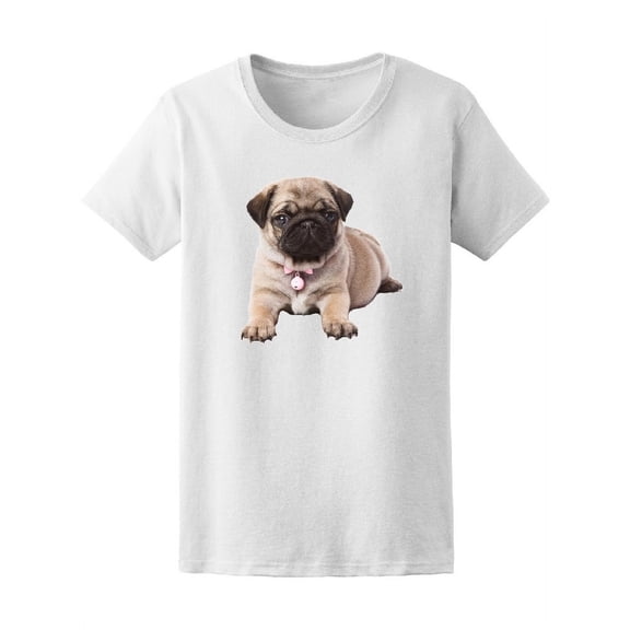 Cute Baby Puppy Pug With Bell T-Shirt Women -Image by Shutterstock, Female Small