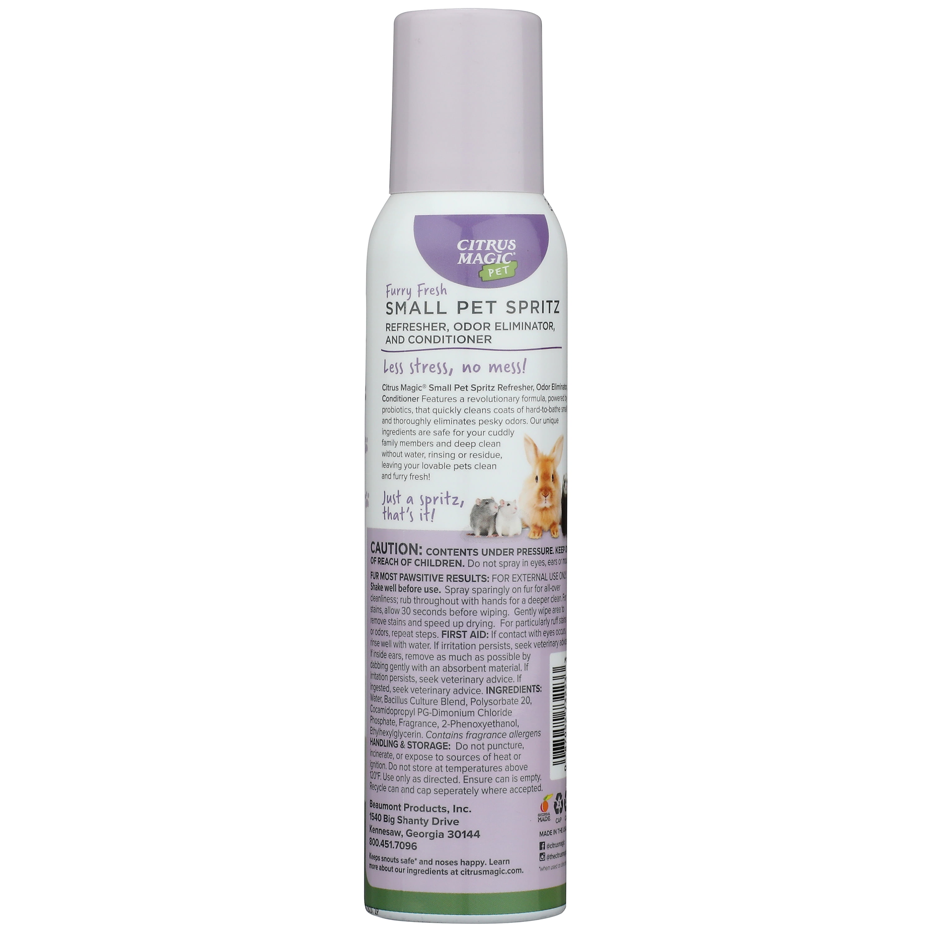 Citrus Magic Pet Small Pet Spritz Refresher, Odor Eliminator, and Conditioner, Furry Fresh, 4-Ounce