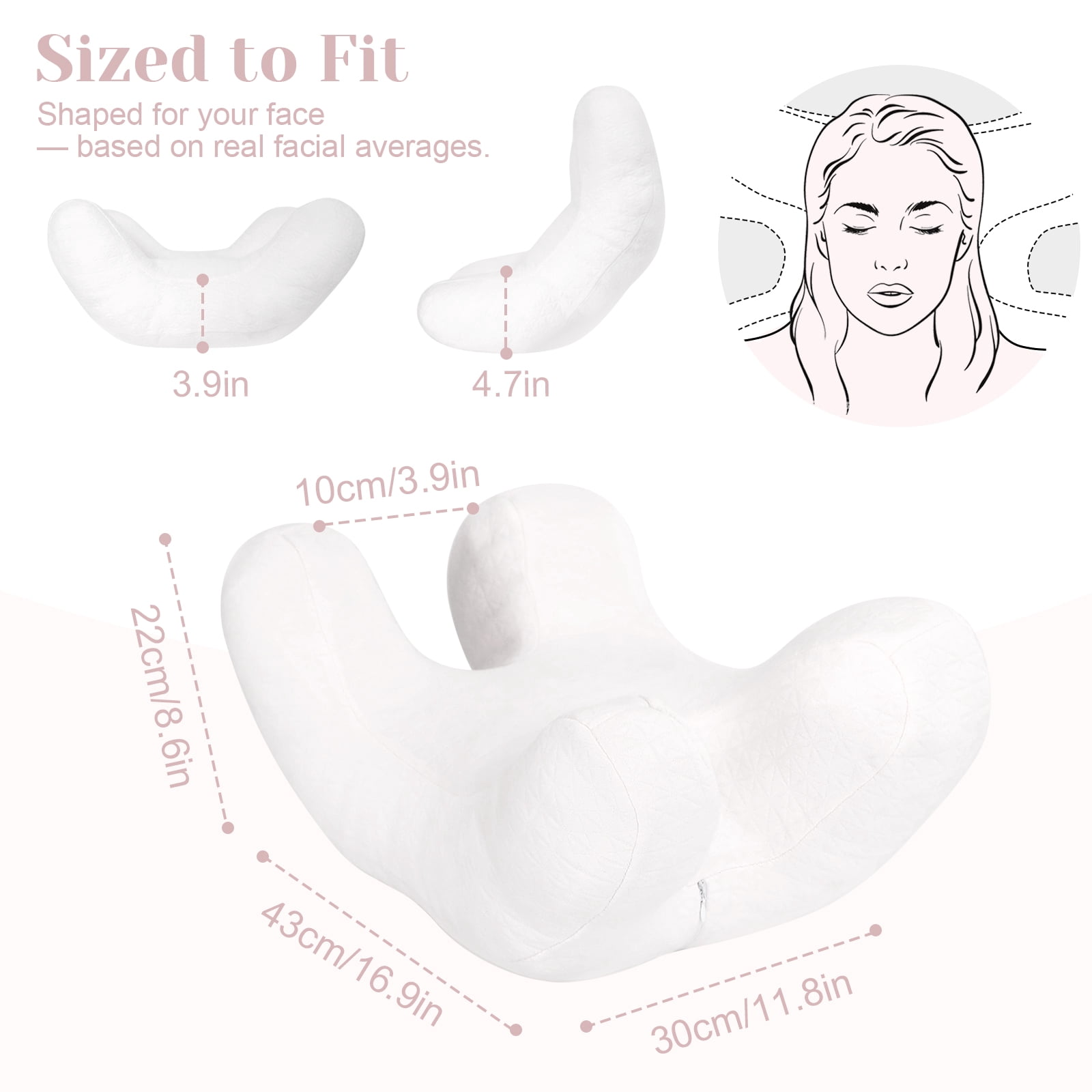 RoamReady Anti-Wrinkle Side Sleeper Pillow, Adjustable Down Alternative Beauty Pillow with Neck Pain Relief, White