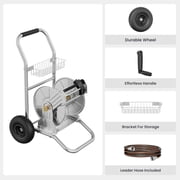Giraffe Tools Stainless Steel Garden Water Hose Reel Cart with Wheels Heavy Duty
