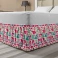 thumbnail image 1 of Colorful Bed Skirt, Geometric Contemporary Quirky Shapes in Creative Tones Repetition, Elastic Bedskirt Dust Ruffle Wrap Around for Bedding Decor, 4 Sizes, Coral Magenta and Turquoise, by Ambesonne, 1 of 2