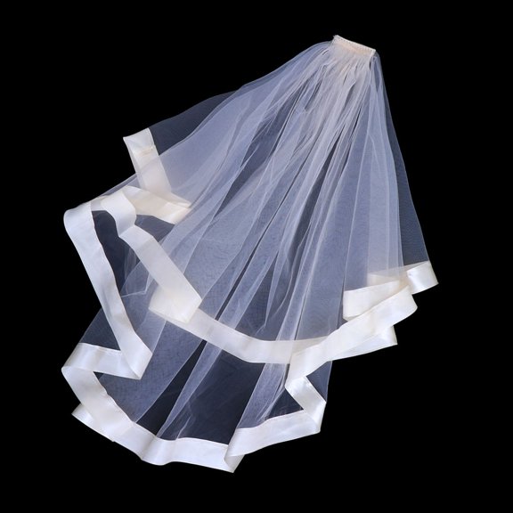MEIBUTYUP White Woman Veil Double Tier Short Wedding Veil with Comb Comfortable Fit for Bride