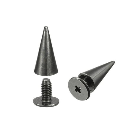

6x12mm Screw Back Rivets Solid Leather Studs Black 20 Sets