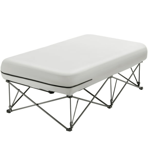 HYJY Camping Cot with Mattress for Adults, Folding Camping Bed with Inflatable Air Mattress &Airpump, Portable Bed Camp Cot with Carry Bag, Blow Up Camp Cot for Outdoor Travel, Vacation, Guests