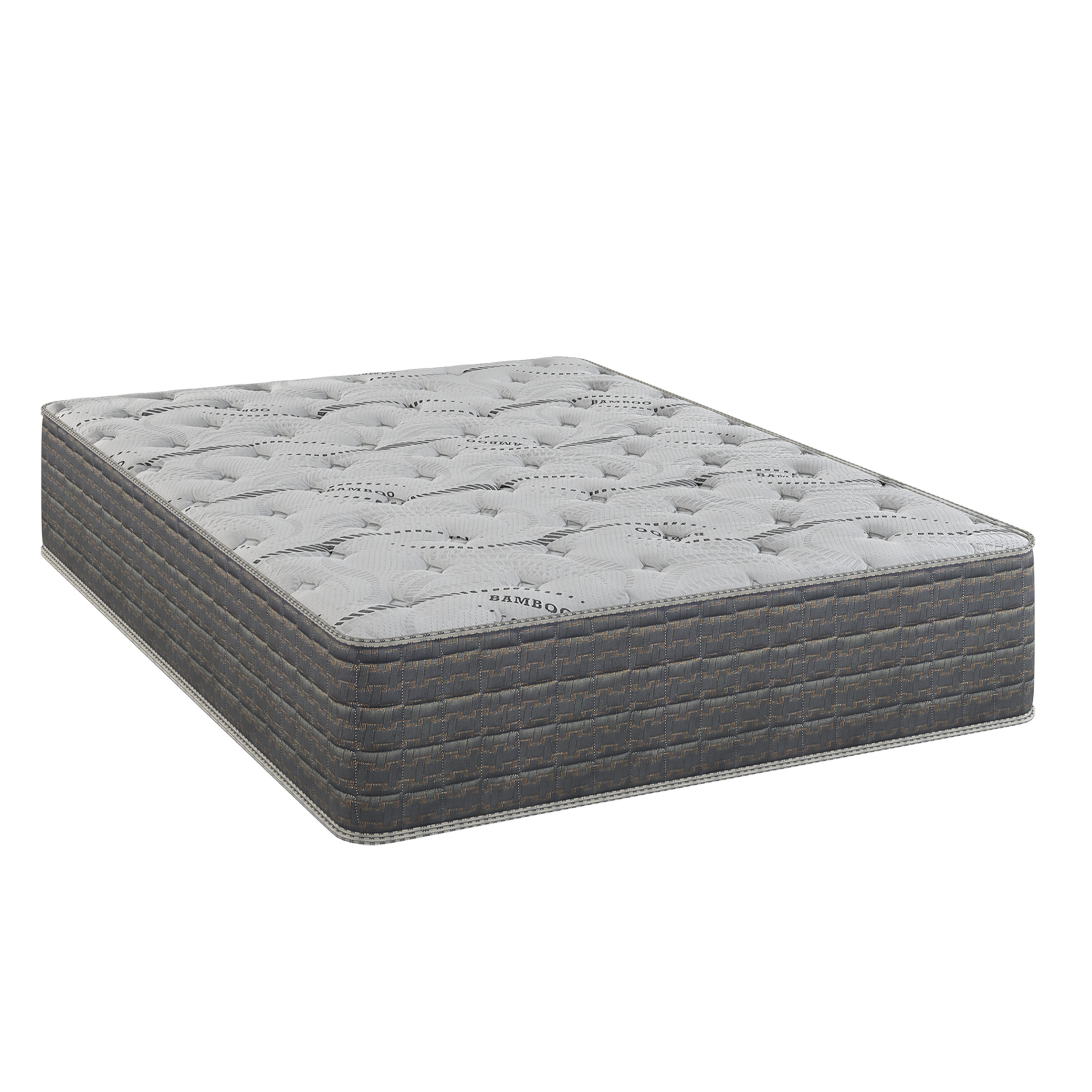 JERFIT King Size 13.5 Inch Hybrid Mattress, Plush Dual-Sided Cooling Bamboo Cover, Pocketed Coils Support Foam for Edge Support, White Gray