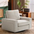 thumbnail image 3 of 40.5" Modern Single Sofa Swivel Chair, Mini Couches Sofas for Small Spaces, Fabric Armchair with Solid Wood Frame, Removable Cushion and Detachable Sofa Cover(Beige), 3 of 6