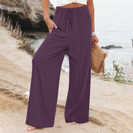 SNKSDGM Women s Plus Panties for Women Cotton Plus Size Black Pants for Women Womens Daily Elastic Mid Waist Workout Trousers Solid Long Pants Loose Casual Trousers