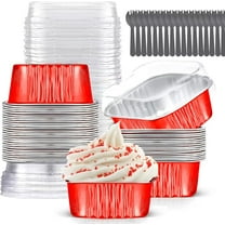 Mini Cake Pans With Lids (10oz,40 Pack) Aluminum Foil Square Cupcake Liners Brownie Baking Cups,Disposable 4”x4” Large Cupcake Pan,Jumbo Muffin Tin Ramekins Holders