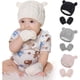 thumbnail image 3 of Adorables gorros de punto para niñas y niños, conjunto de gorro y guantes suaves para bebés recién nacidos, 3 of 5