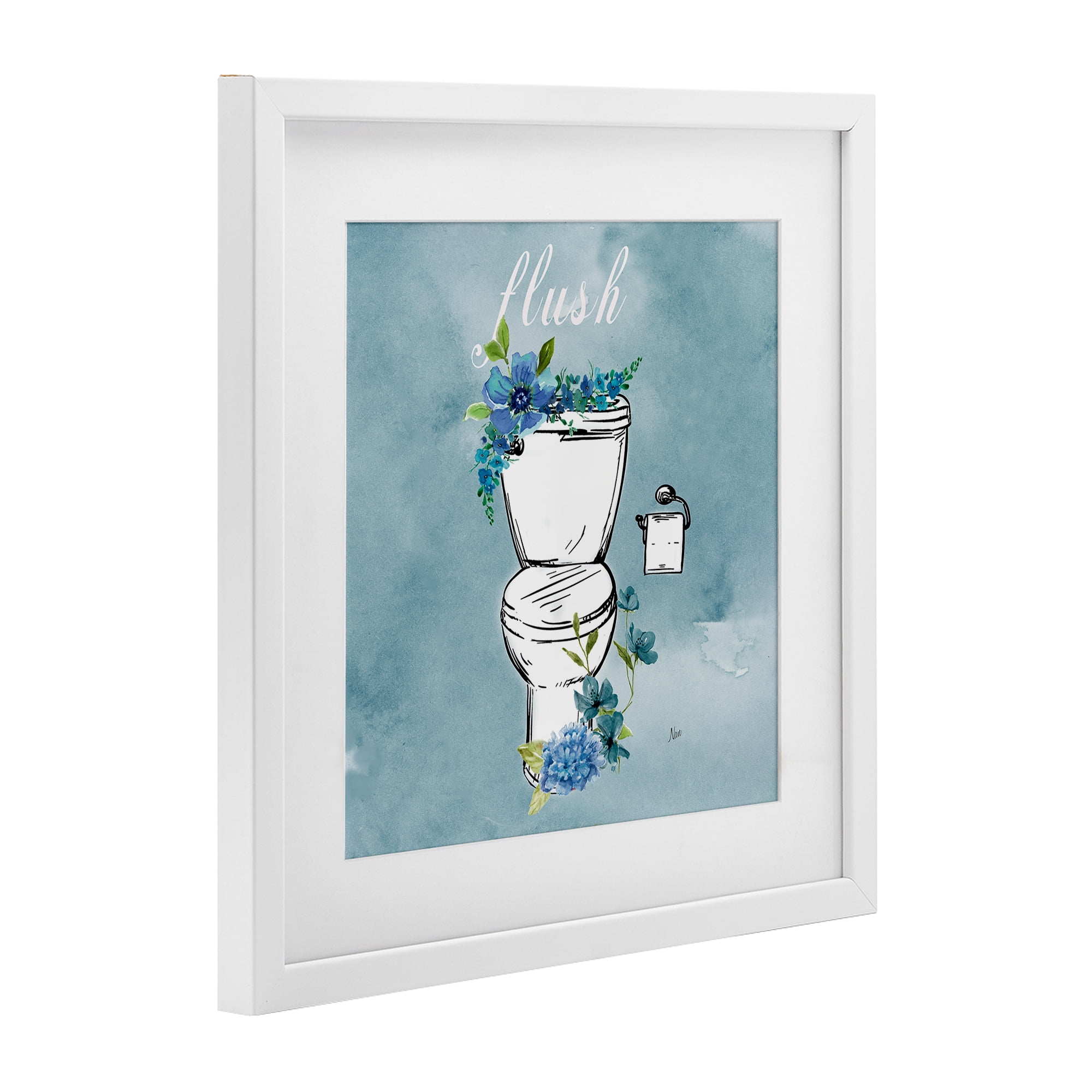 Stupell Industries Floral Bathroom Rules Flush White Framed Print Under Glass, design by Nan