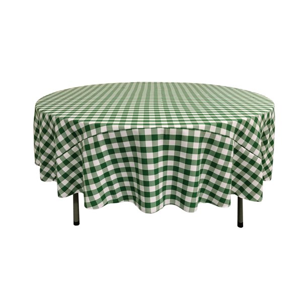 LA Linen Polyester Gingham Checkered 90Inch Round Tablecloth, White