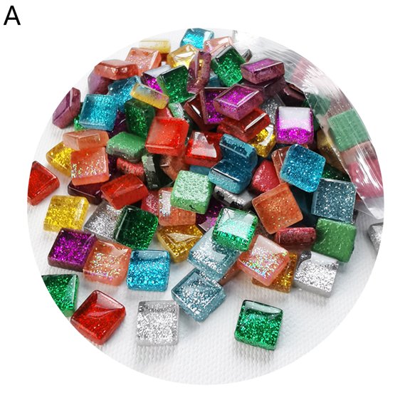 HomeLife Mosaic Patches 225pcs 0.39" DIY Small Particle Glitter Fake Crystal Colorful Mosaic Tiles Glass Mosaic Tiles