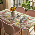 thumbnail image 3 of Easter Bunny Eggs Table Cloths for 3 Foot Rectangle Tables, Spring Tulips Country Rabbits Green Checkered Patio Waterproof Elastic Fitted Tablecloths, Washable Rectangular Table Cover for Camping, 3 of 8
