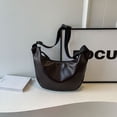 thumbnail image 4 of Bolso Crescent para Mujer Y Hombre Hobo Con Múltiples Bolsillos Cuero PU (marrón Oscuro), 4 of 8
