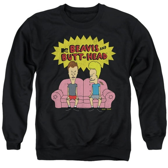 Beavis And Butthead Couch Logo Og Unisex Adult Crewneck Sweatshirt (Large) Black