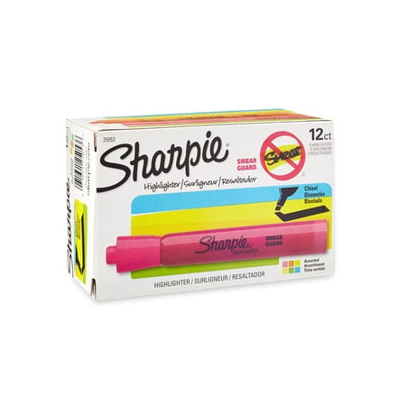 Sharpie Tank Style Highlighters, Chisel Tip, Assorted, Box of 12