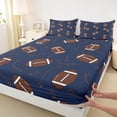 thumbnail image 3 of jejeloiu Ball Game Rugby Bed Sheets,Ball Sport Games King Sheets,Blue Brown Sheet Set For Child,Microfiber Bedroom Decor,4-Piece, 3 of 7