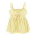 thumbnail image 4 of CUZIBR Women'S Lace Trim Tank Top Sleeveless Vest Scoop Neck Button Down Solid Color Cotton Linen Shirts Embroidery Camisole Loose Fit Summer Cozy Dailywear Clothes Vacation Outfits,Yellow,L, 4 of 9
