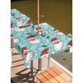 thumbnail image 2 of Outdoor Tablecloths with Umbrella Hole & Zipper, Merry Christmas 54x54 Inch Square Tablecloths, Santa Claus Xmas Winter Leaves Snowflake Blue Waterproof Table Cloth, Patio/Pool/Picnic Table Covers, 2 of 8