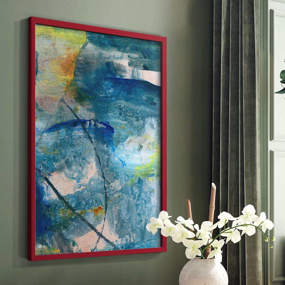 Spring Winds II Framed Print in Red Solid Wood Framed Print No Nail Hanging