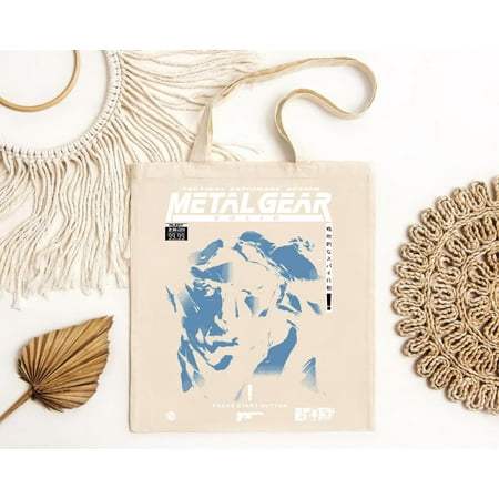 vintage Metal Gear Solid 1 Tactical Espionage Action Solid Snake Men s Cotton Tote Bag-TH42430
