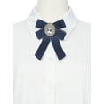 thumbnail image 4 of INSPIRE CHIC Womens Ribbon Brooch Elegant Bowtie Rhinestone Bow Ties for Uniform Dress Navy Blue, 4 of 5