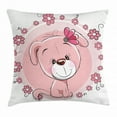thumbnail image 1 of Dog Throw Pillow Cushion Cover, Cute Little Puppy with Daisy Flowers Cheerful Adorable Pet Girls Room Decor, Decorative Square Accent Pillow Case, 16 X 16 Inches, Light Pink Coral White, by Ambesonne, 1 of 2