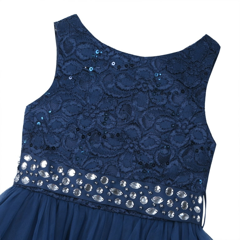 navy blue fairy dress Fairy Long Sleeve Lace Prom Dress Navy Blue Wedding Party Gown – jkprom main image 1