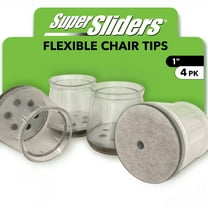 Super Sliders 1-Inch Chair Leg Tips with Felt Pads, Clear Protectors for Hardwood Floors – 4-Pack