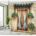 thumbnail image 5 of Ambesonne Rustic Shower Curtain, Old Window and Flowers, 69"Wx84"L, Beige Green, 5 of 5