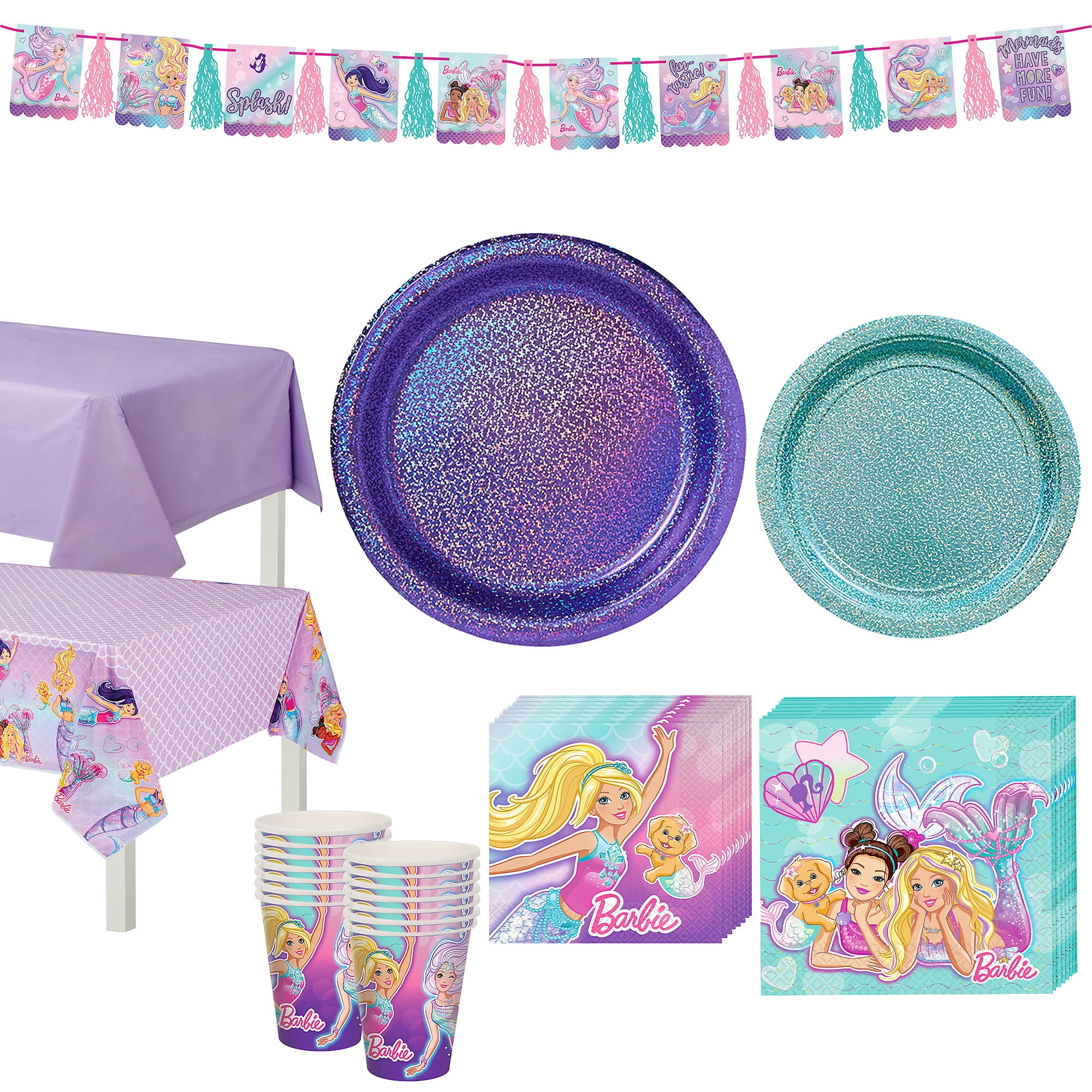 0円 最安 Barbie Jazzle Amscan バービー Dreamtogether Birthday Party Tableware Kit Napkins Plates Tablecover Bundle 16人のゲスト