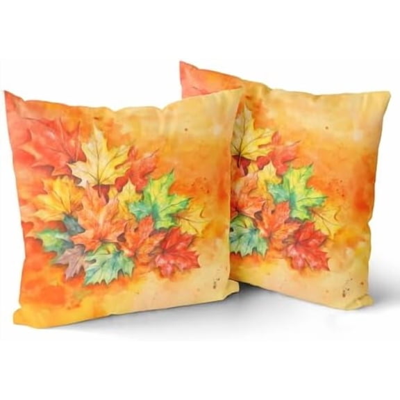 Fall Pillow Covers 20x20 Inch Set of 2 Maple Leaves Throw Pillow Case Burnt Orange Autumn Cushion Cover Decorative Thanksgiving Cushion Case for Farmhouse Home Sofa Couch