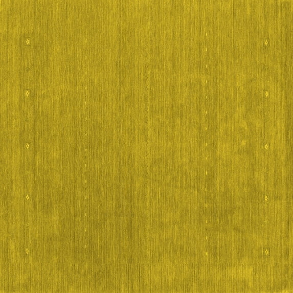 Ahgly Company Machine Washable Indoor Square Abstract Yellow Contemporary Area Rugs, 6' Square