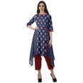 thumbnail image 1 of Moomaya Ensemble Tunique Indienne Haut et Pantalon Manches 3/4 Imprimé Kurta Kurti de Designer pour Femmes, 1 of 6