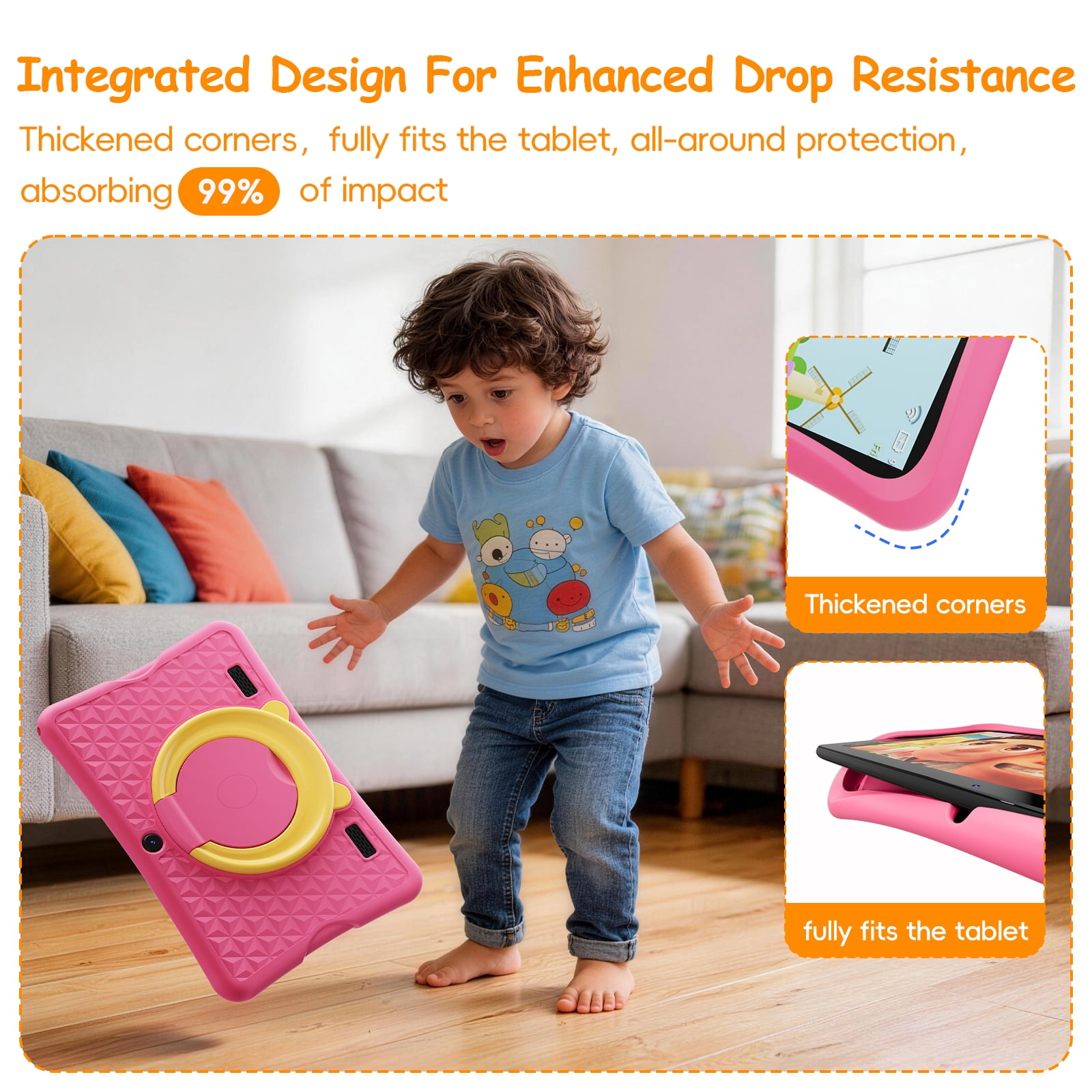 10.1" Android 15 Kids Tablet, 6GB+32GB & Dual Camera Tablet for Kid, 6000mAh，Eyesight-Protecting, Parent Control Child Education Tablet with WiFi(Pink)
