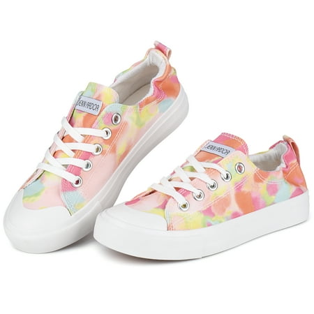 

JENN ARDOR Canvas Shoes Sneakers for Women Low Top Slip On Casual Comfortable Walking Flats