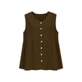 thumbnail image 6 of TGSLY Women's Linen V Neck Tank Tops Lightweight Soft Full Button Down Front Solid Color Sleeveless Shirts Casual Loose Fit Empire Waist Vest L, 6 of 7