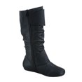 thumbnail image 2 of Zone 80 Women's Faux Leather Zipper Buckle Slouch Casual Flat Heel Mid Calf Round Toe Boots ( Black, 11), 2 of 2