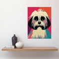 thumbnail image 2 of Modern Cute Shih Tzu Dog Vibrant Bright Portrait in Pink Blue Orange Cream Large Wall Art Poster Print Thick Paper 18X24 Inch, 2 of 5