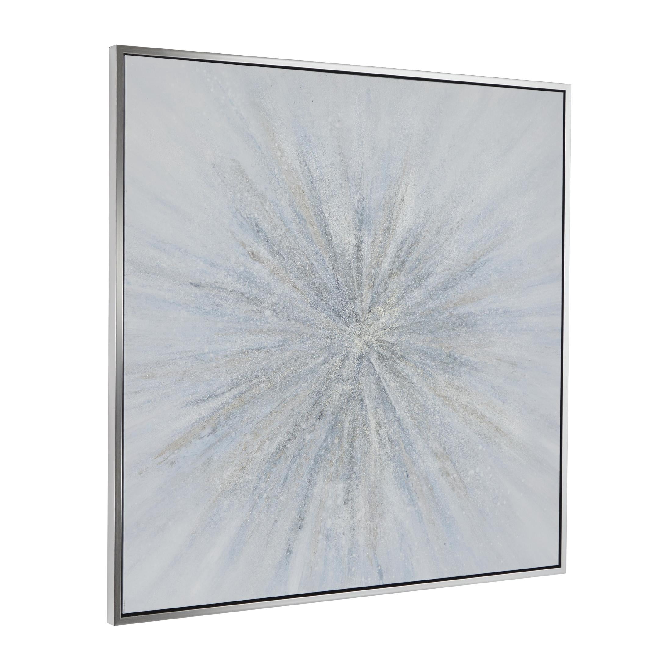 47" x 47" Radial Starburst Framed Wall Art with Silver Frame, by DecMode