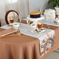 thumbnail image 5 of Table Runner 70 Inches Long, Fall Thanksgiving Pumpkin Hedgehog Leaf Coffee Wood Grain Cotton Linen Table Runners Non-Slip Durable Dresser Scarves for Table Party Dinner Holiday Home Decor, 1 Pack, 5 of 5
